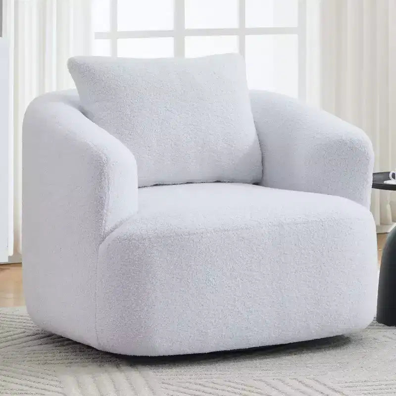 Poltrona girevole Okak Modern a 360° con cuscino morbido, poltroncina singola per soggiorno, ufficio, appartamento
