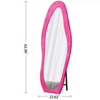 Okak 63*24 pollici Specchio da terra ondulato irregolare in flanella, Specchio a figura intera con cornice in legno e supporto, Specchio da parete per spogliatoio, soggiorno