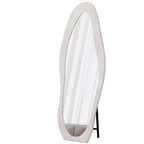 Okak 63*24 pollici Specchio da terra ondulato irregolare in flanella, Specchio a figura intera con cornice in legno e supporto, Specchio da parete per spogliatoio, soggiorno