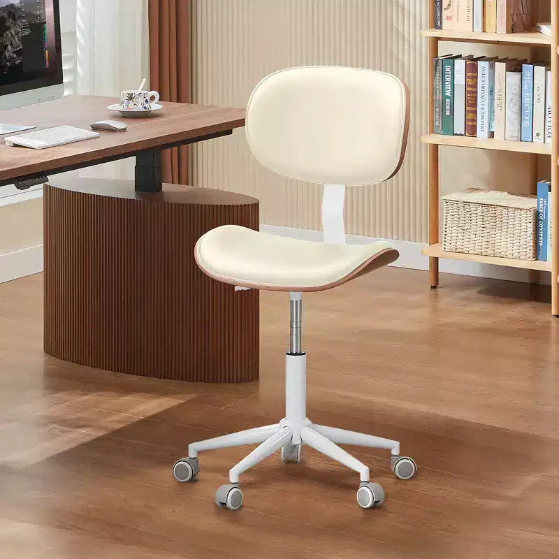 Sedia da scrivania ergonomica senza braccioli Bestier Bentwood per ufficio, comoda sedia da tavolo con supporto lombare, sedia da lavoro regolabile in altezza in pelle PU con ruote