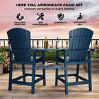 GustoWave Set di 2 Sedie Adirondack Alte, Sgabelli Alti in HDPE con Doppio Vassoio Connettore, Sedia Adirondack per 2 Persone Altezza Bar, Resistente a Tutte le Intemperie