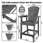 GustoWave Set di 2 Sedie Adirondack Alte, Sgabelli Alti in HDPE con Doppio Vassoio Connettore, Sedia Adirondack per 2 Persone Altezza Bar, Resistente a Tutte le Intemperie