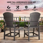 GustoWave Set di 2 Sedie Adirondack Alte, Sgabelli Alti in HDPE con Doppio Vassoio Connettore, Sedia Adirondack per 2 Persone Altezza Bar, Resistente a Tutte le Intemperie