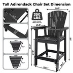 GustoWave Set di 2 Sedie Adirondack Alte, Sgabelli Alti in HDPE con Doppio Vassoio Connettore, Sedia Adirondack per 2 Persone Altezza Bar, Resistente a Tutte le Intemperie