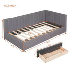 Bellemave Twin Size Upholstered Daybed with Storage Drawers,Linen Daybed Frame,Sofa Bed for Living Room Bedroom,Gray