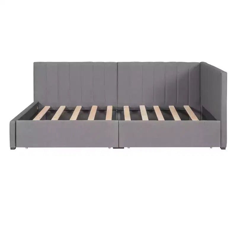 Bellemave Twin Size Upholstered Daybed with Storage Drawers,Linen Daybed Frame,Sofa Bed for Living Room Bedroom,Gray