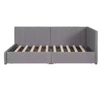 Bellemave Twin Size Upholstered Daybed with Storage Drawers,Linen Daybed Frame,Sofa Bed for Living Room Bedroom,Gray