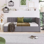 Bellemave Twin Size Upholstered Daybed with Storage Drawers,Linen Daybed Frame,Sofa Bed for Living Room Bedroom,Gray