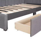 Bellemave Twin Size Upholstered Daybed with Storage Drawers,Linen Daybed Frame,Sofa Bed for Living Room Bedroom,Gray