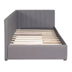 Bellemave Twin Size Upholstered Daybed with Storage Drawers,Linen Daybed Frame,Sofa Bed for Living Room Bedroom,Gray