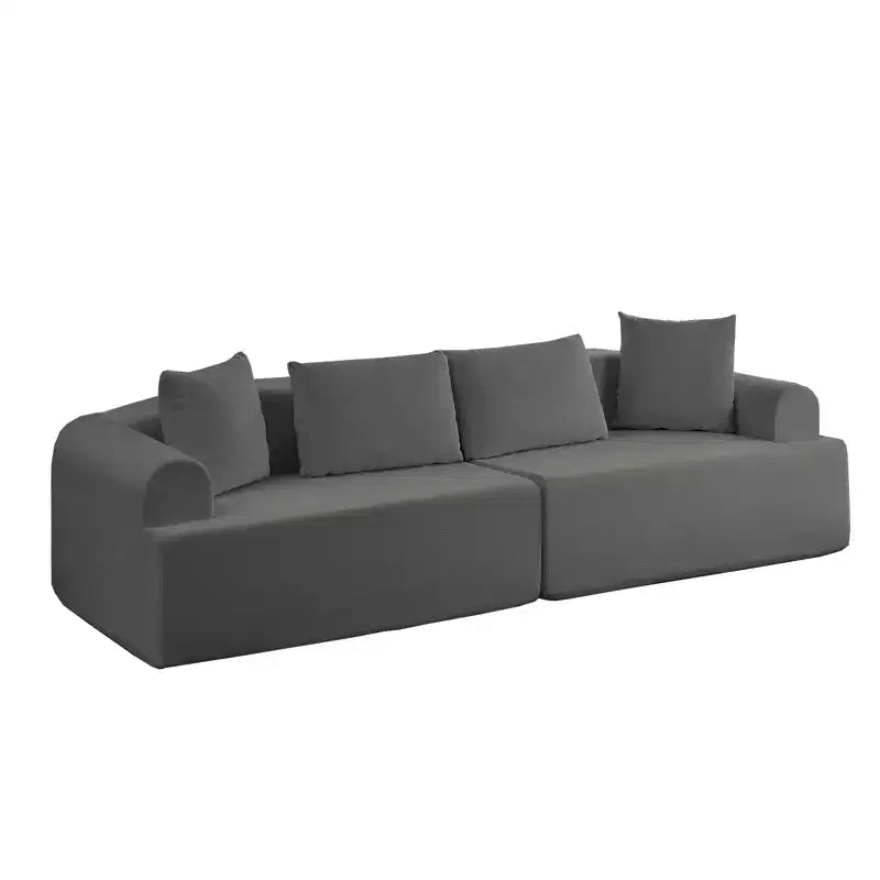 Divano Sezionale Modulare Curvo 104 in Tessuto Ciniglia Design Moderno Minimalista Compresso Nessun Montaggio Richiesto