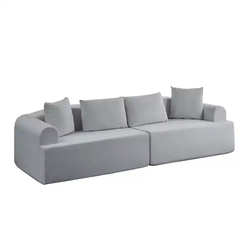 Divano Sezionale Modulare Curvo 104 in Tessuto Ciniglia Design Moderno Minimalista Compresso Nessun Montaggio Richiesto
