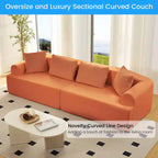 Divano Sezionale Modulare Curvo 104 in Tessuto Ciniglia Design Moderno Minimalista Compresso Nessun Montaggio Richiesto