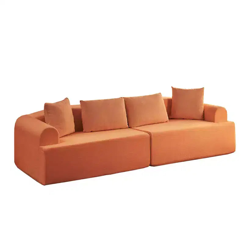 Divano Sezionale Modulare Curvo 104 in Tessuto Ciniglia Design Moderno Minimalista Compresso Nessun Montaggio Richiesto