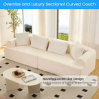 Divano Sezionale Modulare Curvo 104 in Tessuto Ciniglia Design Moderno Minimalista Compresso Nessun Montaggio Richiesto