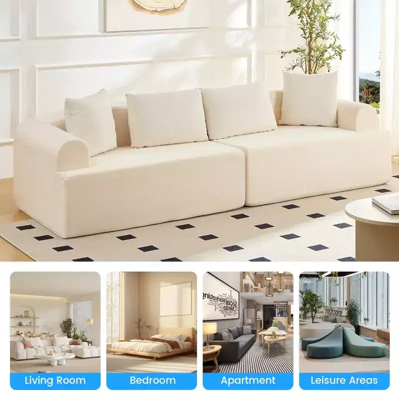 Divano Sezionale Modulare Curvo 104 in Tessuto Ciniglia Design Moderno Minimalista Compresso Nessun Montaggio Richiesto