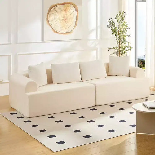 104 Curved Modular Sectional Sofa in Chenille Fabric Modern Minimalist Design Compressed No Assembly Required