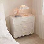 Chest of Drawers, 3 Drawer Storage Unit, Modern Nightstand with Gold Metal Handles & Legs, Wood Bedside Table Small Dresser for Bedroom, Living Room