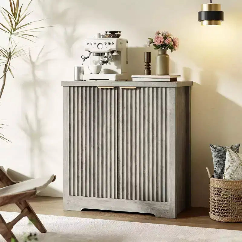 Madia Credenza con Ante Scanalate, Ripiani Regolabili, Mobile Contenitore Moderno per Sala da Pranzo, Soggiorno, Corridoio