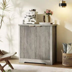 Madia Credenza con Ante Scanalate, Ripiani Regolabili, Mobile Contenitore Moderno per Sala da Pranzo, Soggiorno, Corridoio
