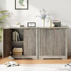 Madia Credenza con Ante Scanalate, Ripiani Regolabili, Mobile Contenitore Moderno per Sala da Pranzo, Soggiorno, Corridoio