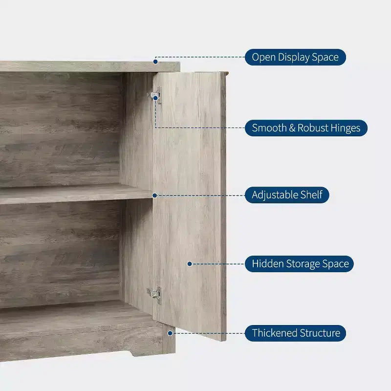 Madia Credenza con Ante Scanalate, Ripiani Regolabili, Mobile Contenitore Moderno per Sala da Pranzo, Soggiorno, Corridoio
