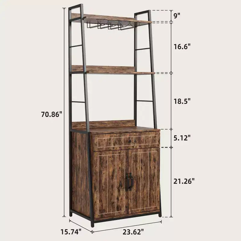 70.8 TruAIR Scaffale da panettiere con armadietto, supporto per microonde industriale e mobiletto per vino per cucina/soggiorno (indipendente con cassetto)