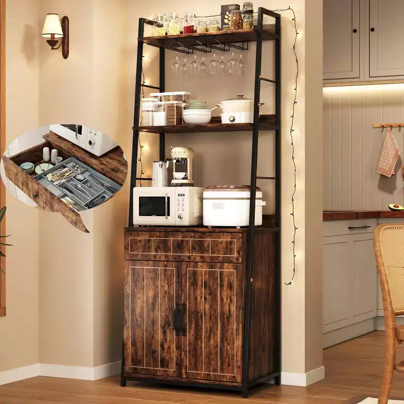 70.8 TruAIR Scaffale da panettiere con armadietto, supporto per microonde industriale e mobiletto per vino per cucina/soggiorno (indipendente con cassetto)