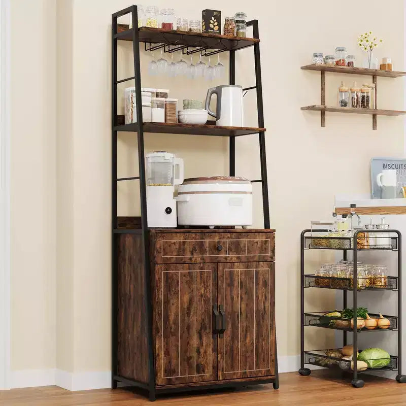 70.8 TruAIR Scaffale da panettiere con armadietto, supporto per microonde industriale e mobiletto per vino per cucina/soggiorno (indipendente con cassetto)