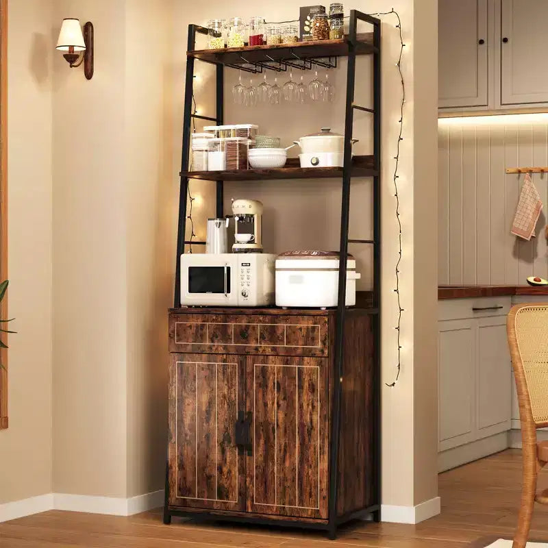 70.8 TruAIR Scaffale da panettiere con armadietto, supporto per microonde industriale e mobiletto per vino per cucina/soggiorno (indipendente con cassetto)