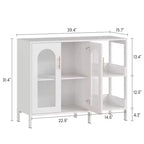 Mobile credenza ad arco con ante in vetro, credenza moderna con ripiani regolabili per ingresso e sala da pranzo