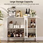Mobile credenza ad arco con ante in vetro, credenza moderna con ripiani regolabili per ingresso e sala da pranzo