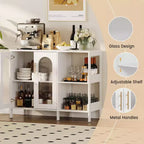 Mobile credenza ad arco con ante in vetro, credenza moderna con ripiani regolabili per ingresso e sala da pranzo