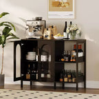 Mobile credenza ad arco con ante in vetro, credenza moderna con ripiani regolabili per ingresso e sala da pranzo