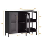 Mobile credenza ad arco con ante in vetro, credenza moderna con ripiani regolabili per ingresso e sala da pranzo