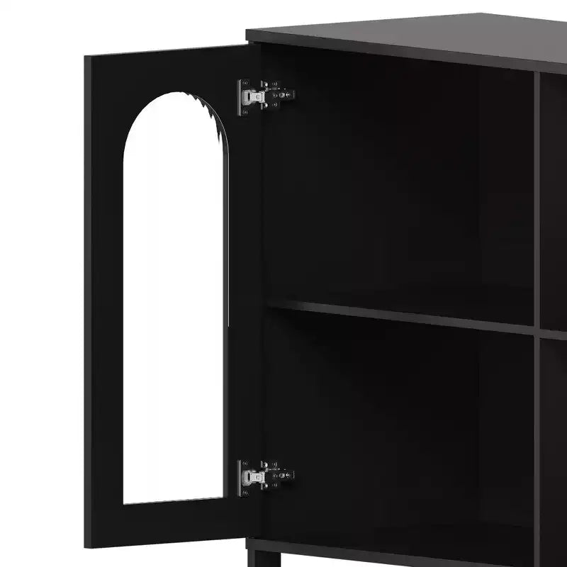 Mobile credenza ad arco con ante in vetro, credenza moderna con ripiani regolabili per ingresso e sala da pranzo