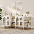 Mobile credenza ad arco con ante in vetro, credenza moderna con ripiani regolabili per ingresso e sala da pranzo