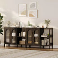 Arch Cabinet with Glass Doors, Modern Sideboard Buffet with Adjustable Shelves for Entryway and Dining Room