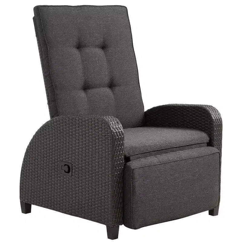 Heynemo Sdraio Reclinabile Regolabile in Rattan, Sedia a Sdraio da Esterno con Schienale e Poggiapiedi, Mobili da Giardino in Vimini Resistenti alle Intemperie per Terrazza, Portico