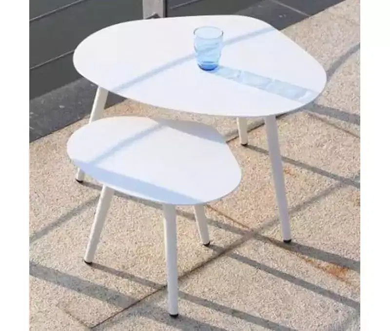 HomeStock 60 in.H White Color Kidney Aluminum Table Top End Table 2 -piece