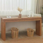 Okak 64IN Elegante Consolle con Finitura Decorativa Perlinata, Tavolo d'Ingresso con Piano Spesso, Tavolo da Corridoio per Soggiorno, Ingresso