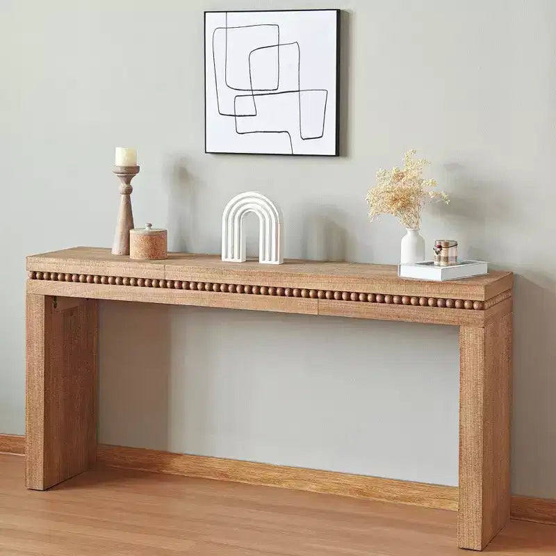 Okak 64IN Elegante Consolle con Finitura Decorativa Perlinata, Tavolo d'Ingresso con Piano Spesso, Tavolo da Corridoio per Soggiorno, Ingresso