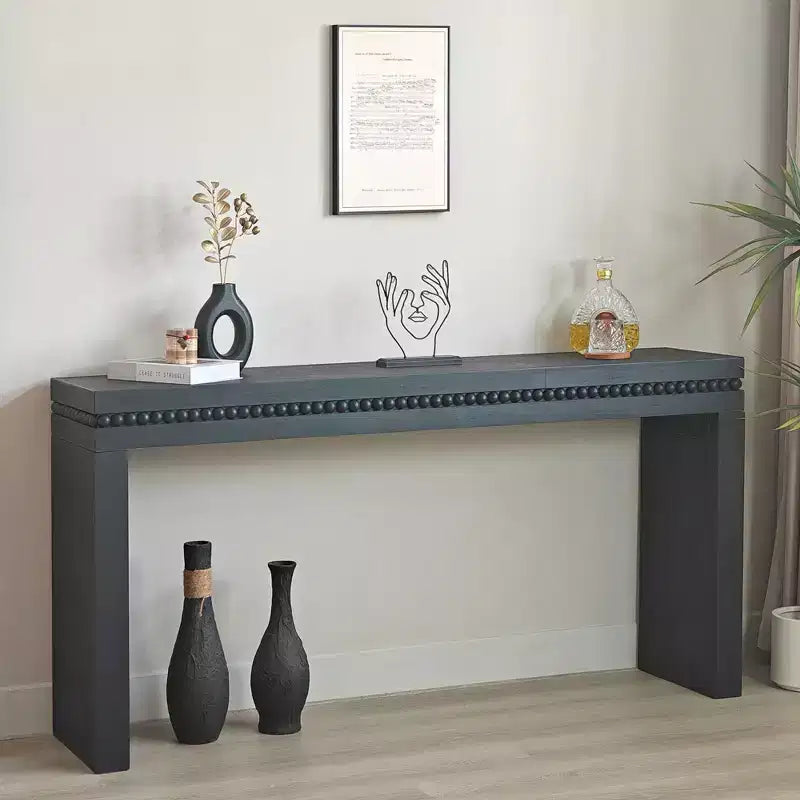 Okak 64IN Elegante Consolle con Finitura Decorativa Perlinata, Tavolo d'Ingresso con Piano Spesso, Tavolo da Corridoio per Soggiorno, Ingresso