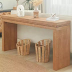 Okak 64IN Elegante Consolle con Finitura Decorativa Perlinata, Tavolo d'Ingresso con Piano Spesso, Tavolo da Corridoio per Soggiorno, Ingresso