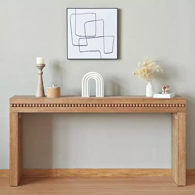 Okak 64IN Elegante Consolle con Finitura Decorativa Perlinata, Tavolo d'Ingresso con Piano Spesso, Tavolo da Corridoio per Soggiorno, Ingresso