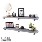 RESTORE Riverstone Grey 36 in. Shelves with Straight Brackets by Pipe Decor