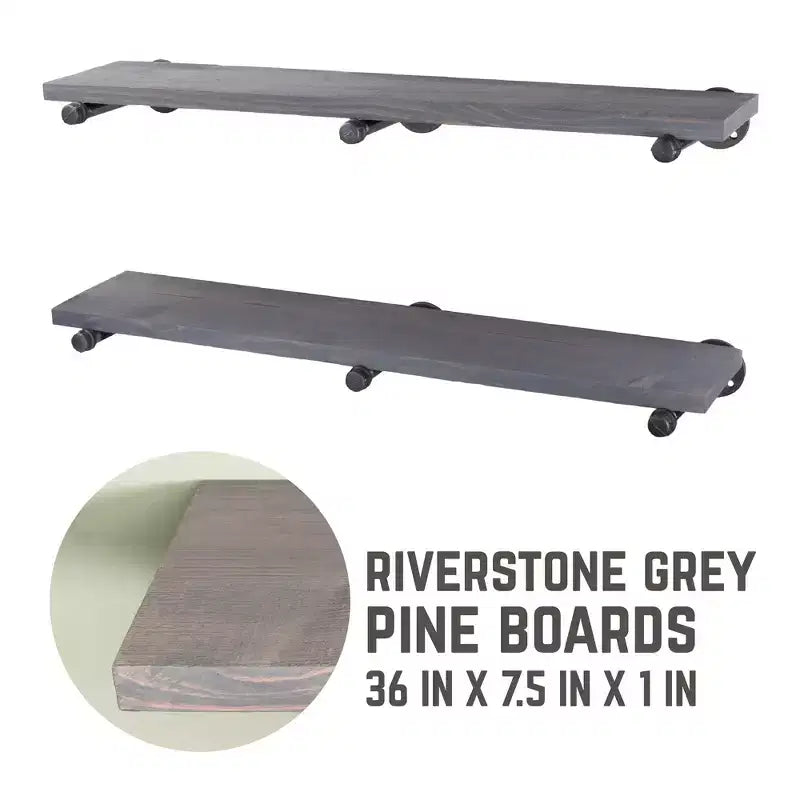 RESTORE Riverstone Grey 36 in. Shelves with Straight Brackets by Pipe Decor