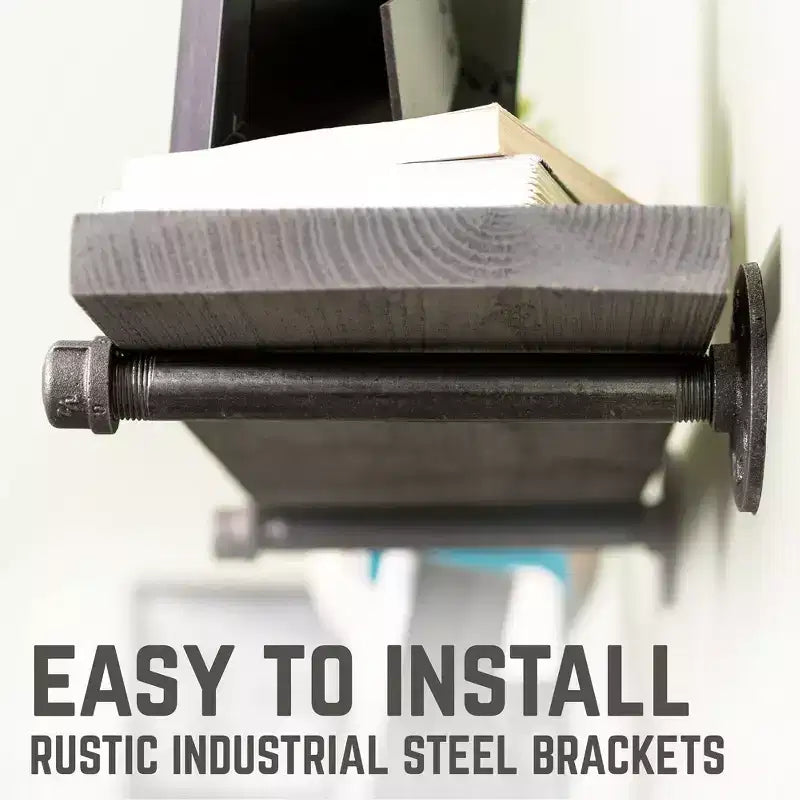 RESTORE Riverstone Grey 36 in. Shelves with Straight Brackets by Pipe Decor