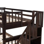 Letto a castello singolo su singolo con scaletta per bambini, struttura a letto a castello con cassetti portaoggetti e ringhiera di sicurezza per camera da letto o dormitorio