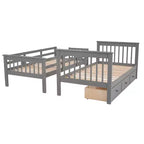 Letto a castello singolo su singolo con scaletta per bambini, struttura a letto a castello con cassetti portaoggetti e ringhiera di sicurezza per camera da letto o dormitorio